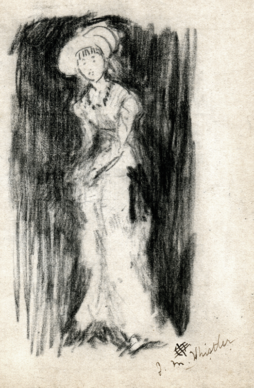 Attributed to J.A.M. Whistler: Untitled (Woman in gown and hat) by James Abbott McNeill Whistler