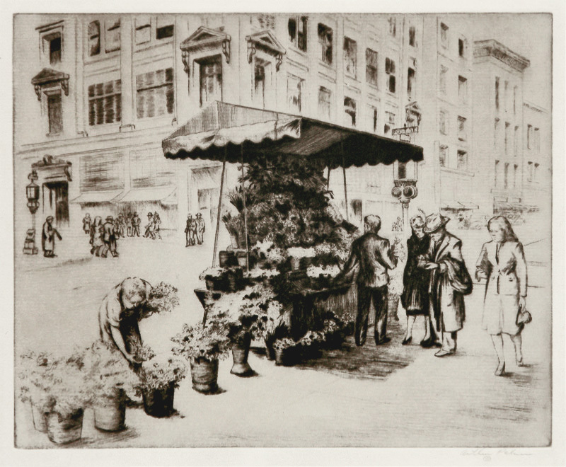 (Flower stand, Post Street, San Franscisco) by Arthur W. Palmer