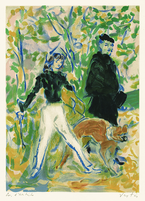 Unaltd (Woman and child walking dog in park) by Marcel Vertes