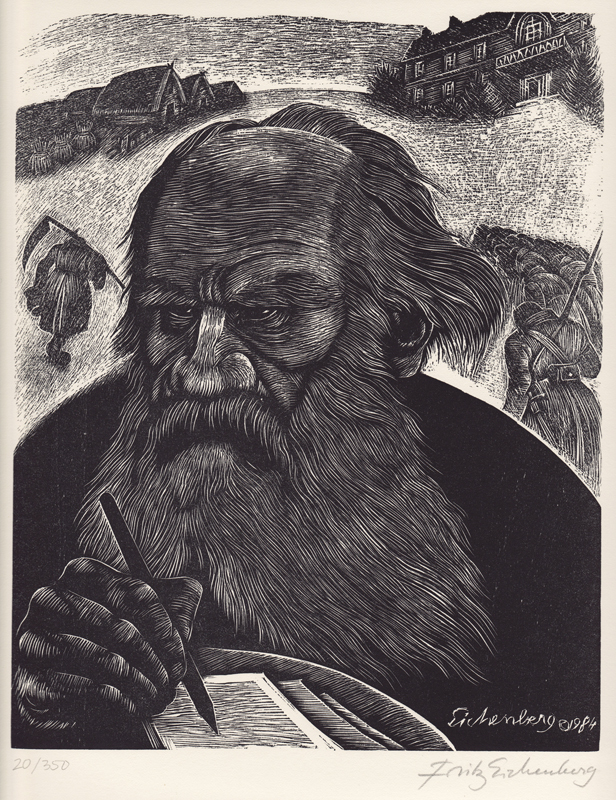 Tolstoy (from Homage, a portfolio of 12 portraits) by Fritz Eichenberg