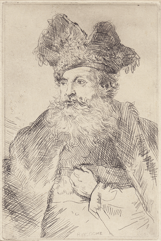 Old Man with a Divided Fur Cap - after Rembrandt by R.W. Cooke