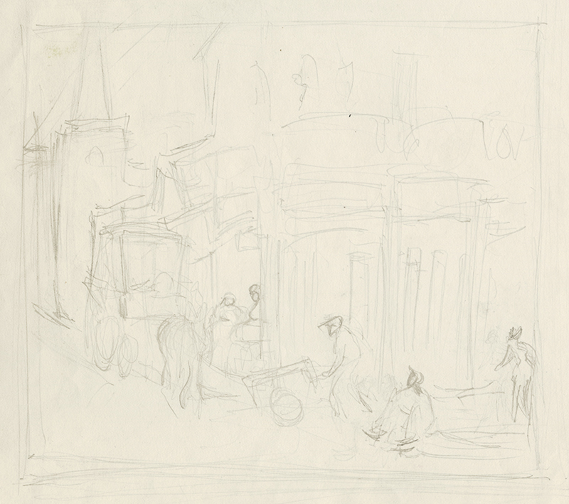 (New Orleans: preparatory drawing) by Max Pollak