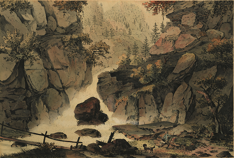 Vue de la Chute d lArve près de Salenche (View of the Arve Falls near Salenche) by Cornelis Apostool