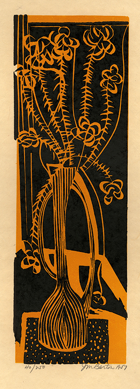 (Still life in yellow and black) from Block Prints 1957 by John Murray Barton