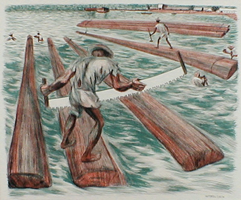 Lumber Workers (from: Mexican Art - A Portfolio of  Mexican People and Places) by Alfredo Zalce