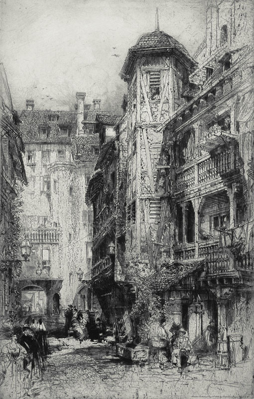 Cour du Corbeau, Strasbourg by E. Hedley Fitton