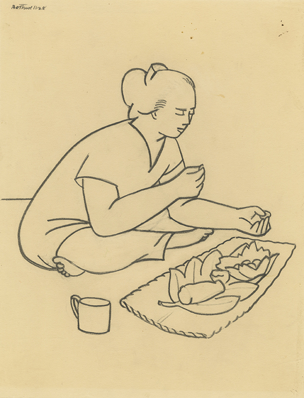 Samoan Lady Eating Her Dinner by Dorr Bothwell