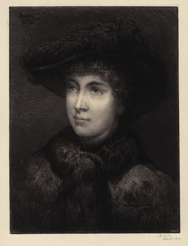 Girl’s Head with Plumed Hat, after Lippincott by James David Smillie