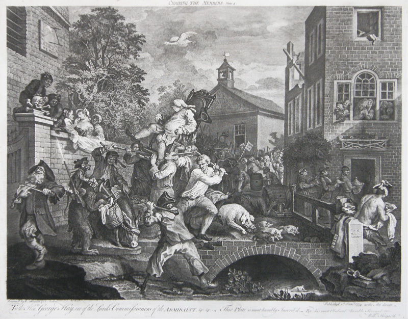 Chairing the Members (plate 4 from Four Plates of an Election) by William Hogarth